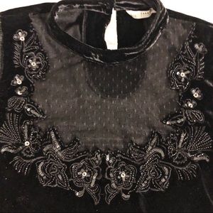 Zara Embroidered Velvet Party Dress